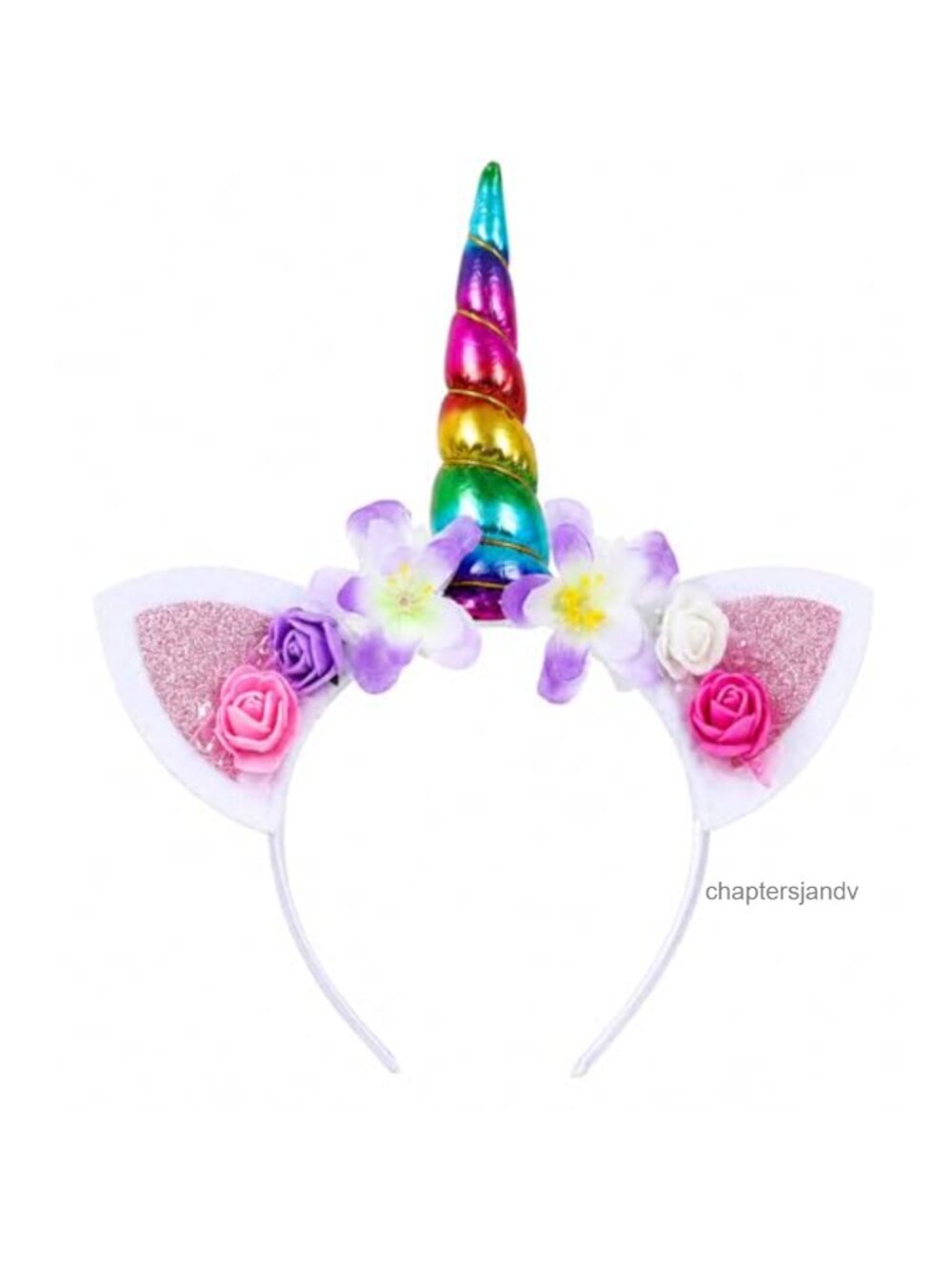 Unicorn Headband Rainbow Horn Glitter Ears Costume Party Cosplay